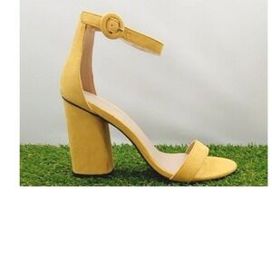 Shoe Republic LA Women's Suede Heeled Sandals Mustard  9 Ankle Slingback NEW